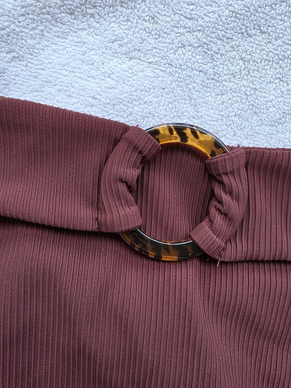 NWT BERLOOK Deep Maroon Ribbed High-Waisted Bikini Bottoms Size L - Picture 2 of 6